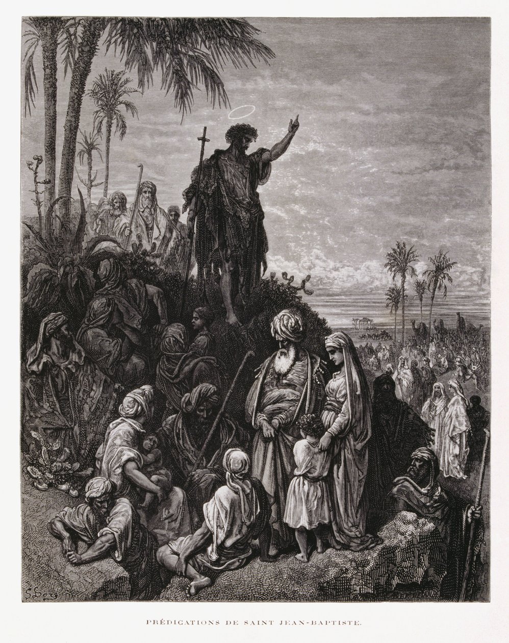Keresztelő János prédikál, Illusztráció a Dore Bibliából alkotó: Gustave Dore