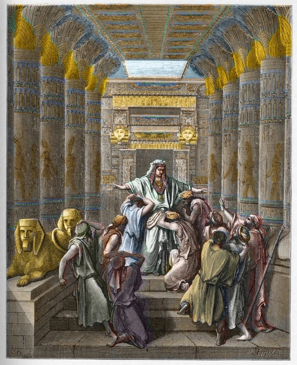 József izraeli pátriárka - Józsefet testvérei felismerték - Józsefet testvérei felismerték - Gustave Dore (1832-1883) „The Bible illustree”-be vésve - Metszet „A Dore Bibliából” alkotó: Gustave Dore