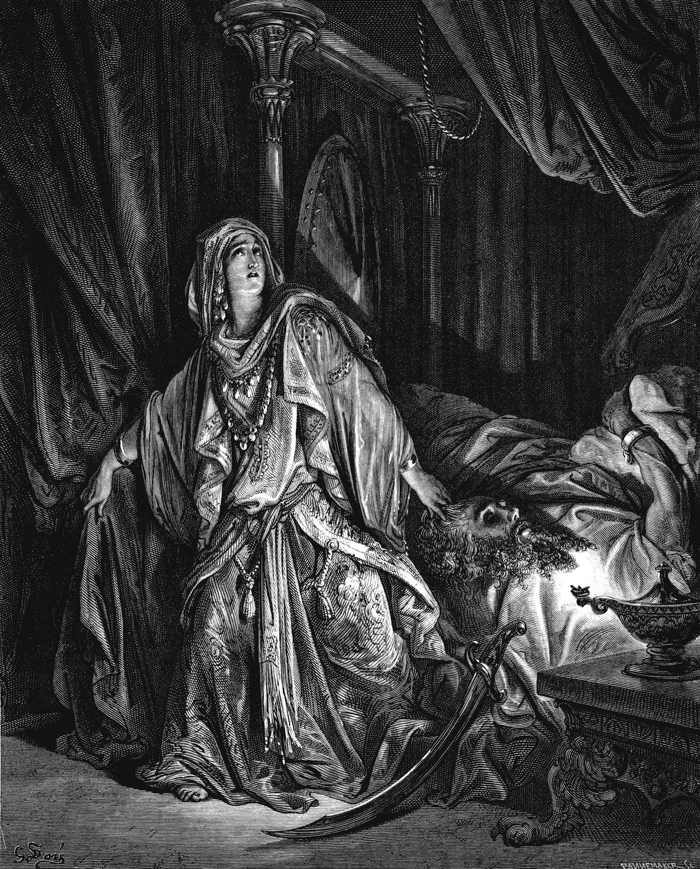 Judith le akarja vágni Holofernész fejét, 1866 alkotó: Gustave Dore