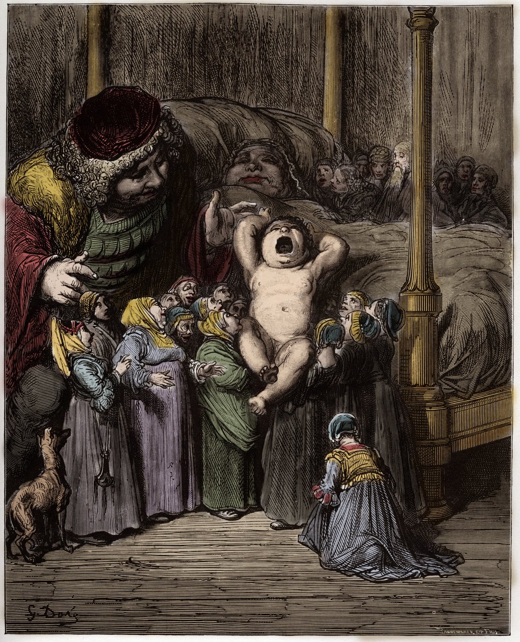 La Naissance de Gargantua - Gargantua születése - illusztráció a "Gargantua és Pantagruel" című művéből, Francois Rabelais - metszet: Gustave Dore (1832-1883) alkotó: Gustave Dore