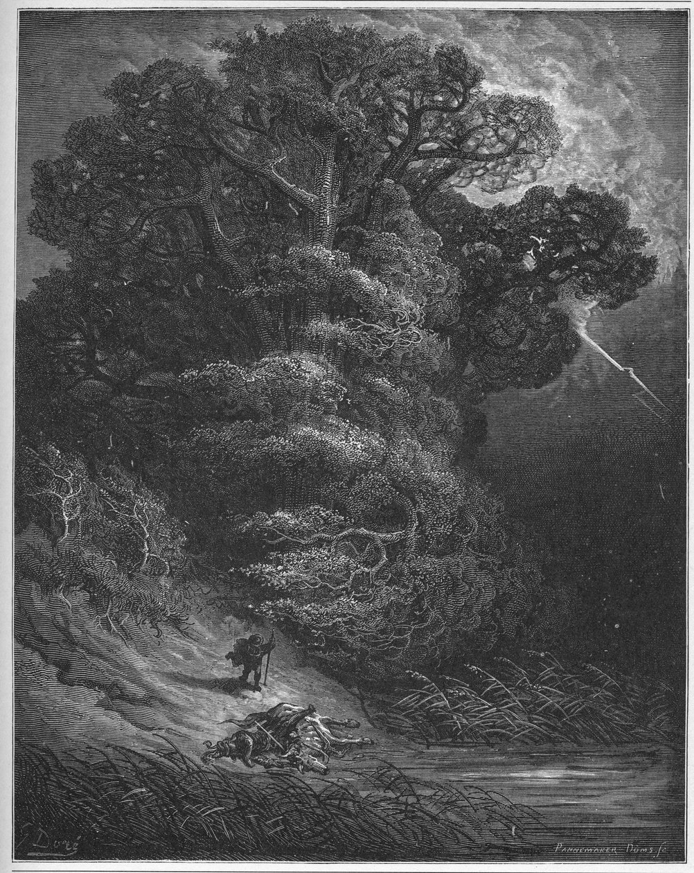 A tölgy és a hálózat - A tölgy és a nád - Jean de La Fontaine "Fables" című művéből alkotó: Gustave Dore