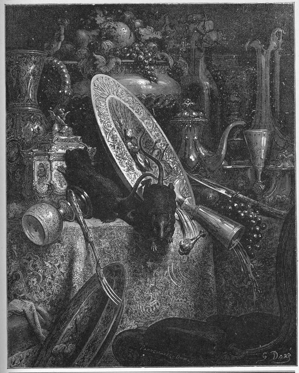 A városi egér és a vidéki egér – Jean de La Fontaine meséiből alkotó: Gustave Dore