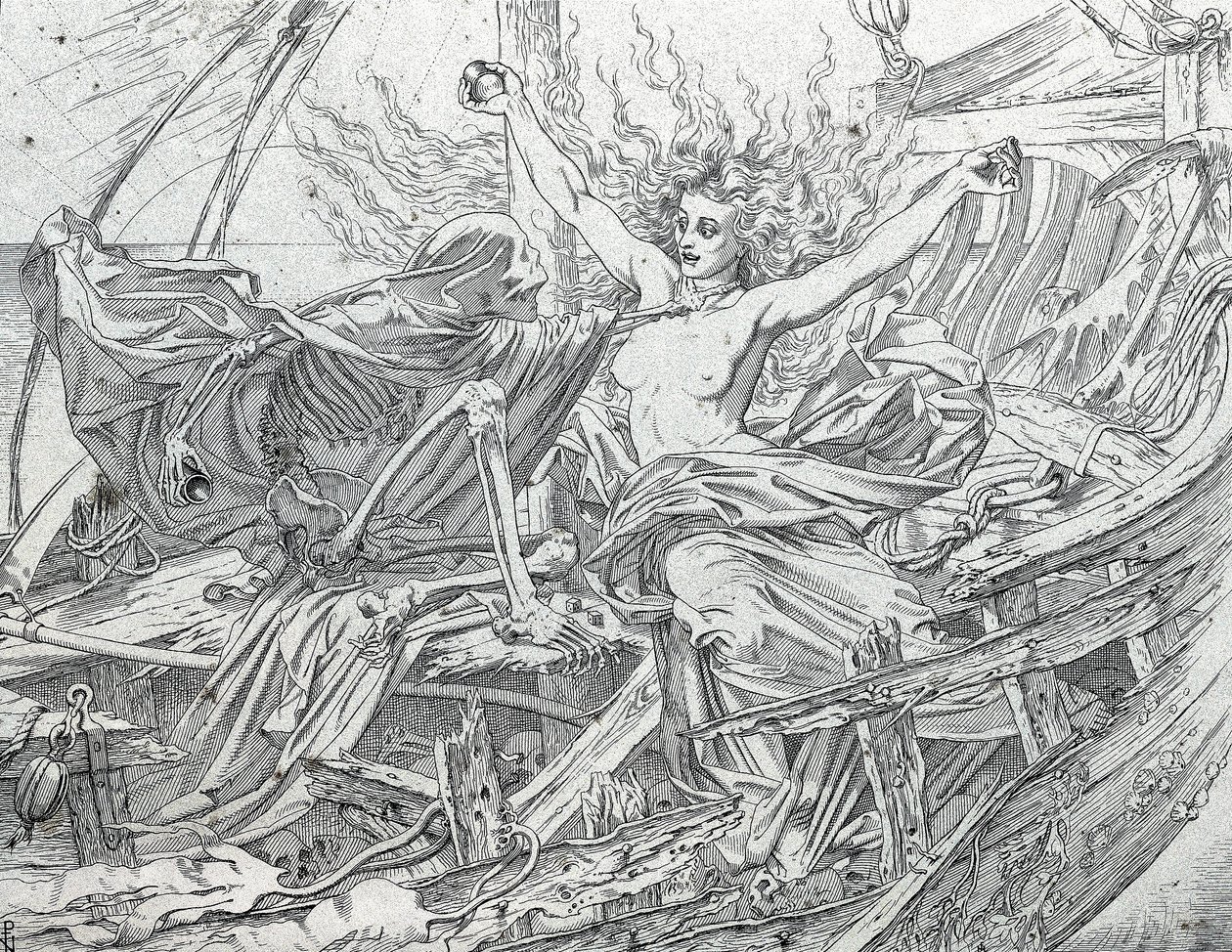 Az Élet és Halál sorshúzással húzza ki a legénység sorsát alkotó: Gustave Dore