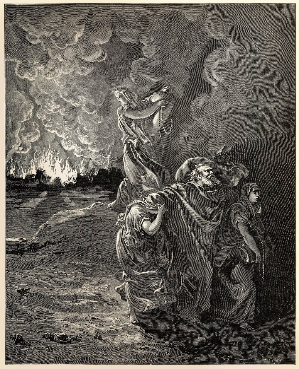 Lót és lányai menekülnek Szodomából alkotó: Gustave Dore