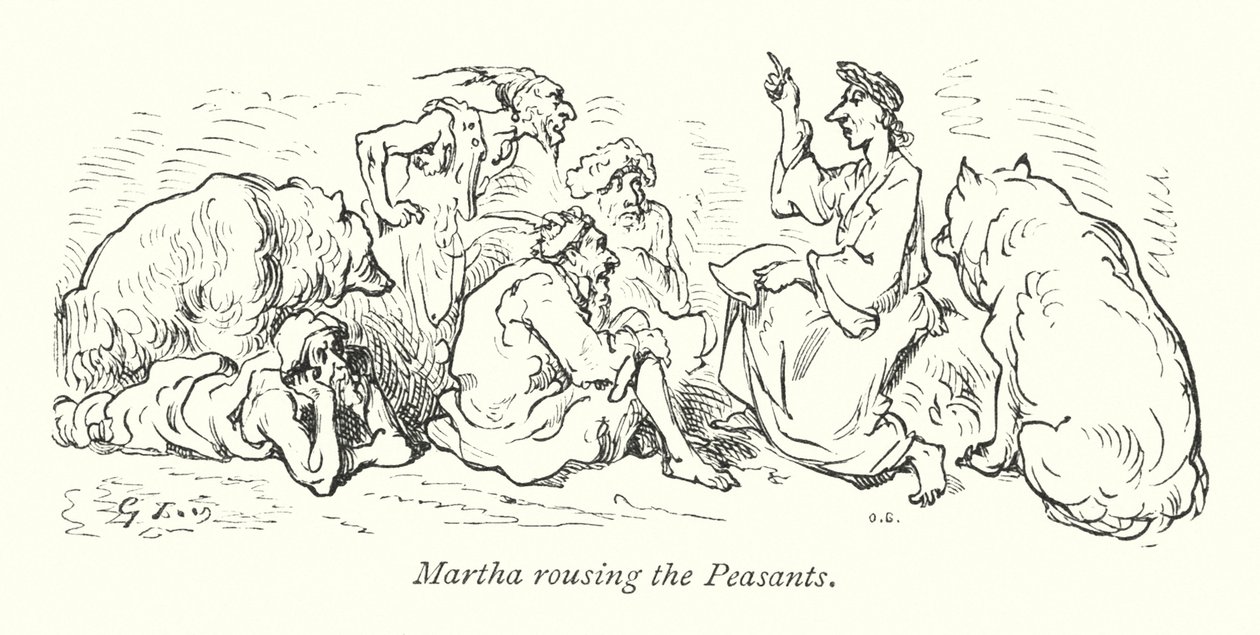 Martha felkelti a parasztokat (metszet) alkotó: Gustave Dore