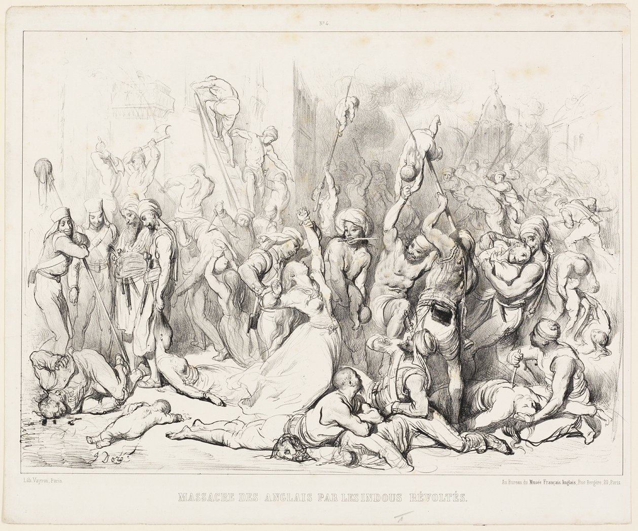 Az angolok mészárlása a lázadó hinduk által alkotó: Gustave Dore
