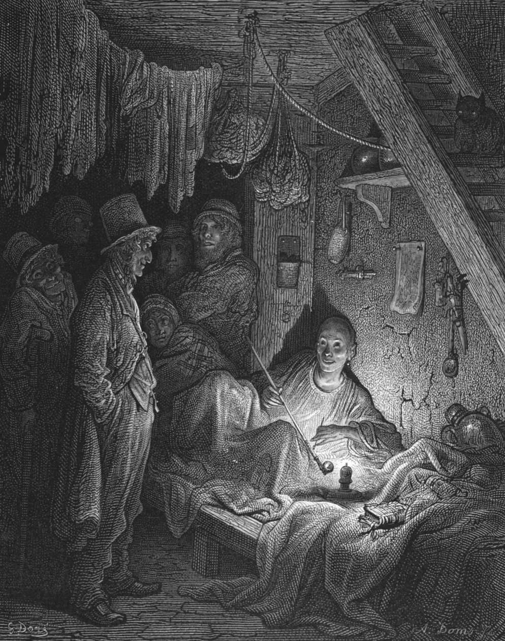 "Ópiumdohányzás – A Lascar szobája az Edwin Droodban", 1872. alkotó: Gustave Dore