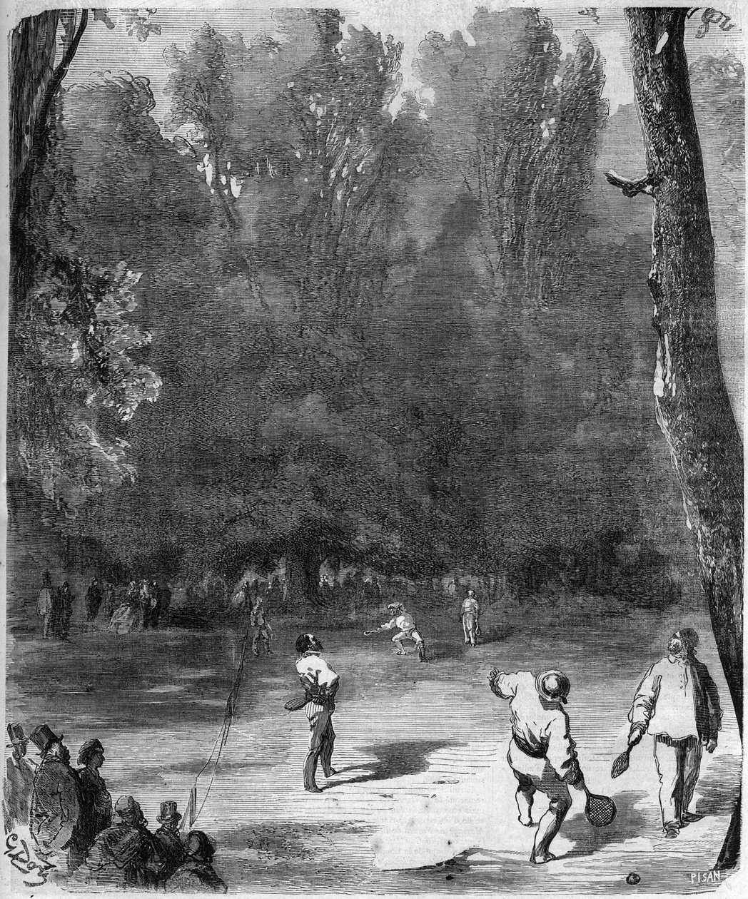 Pálmajátékosok a párizsi Luxembourg-kertben 1868-ban – Gustave Dore rajza alkotó: Gustave Dore