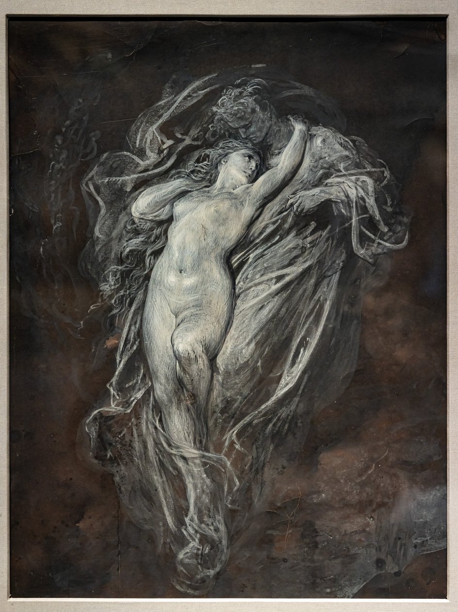 Paolo és Francesca da Rimini a pokolban, 1861 előtt (tus és fehér tempera, barna színezett papírra) alkotó: Gustave Dore