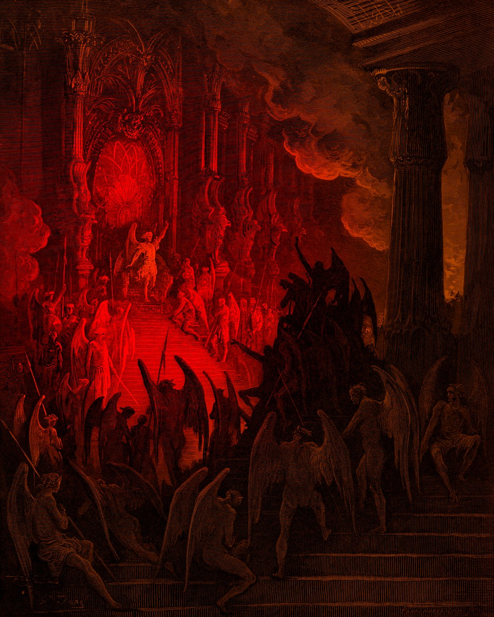 Elveszett paradicsom: Sátán a Tanácsban, Gustave Doré metszete alkotó: Gustave Dore