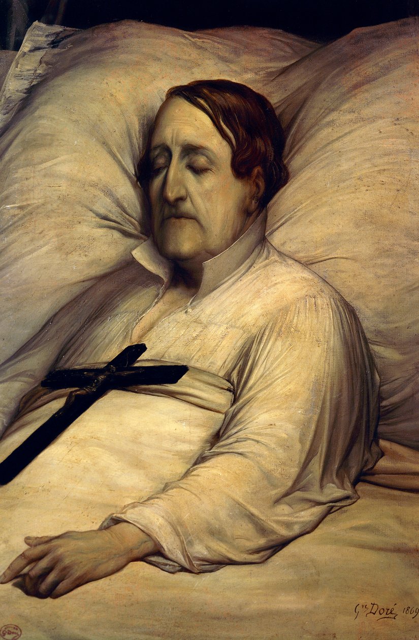 Gioachino Rossini portréja a halálos ágyán (Pesaro alkotó: Gustave Dore