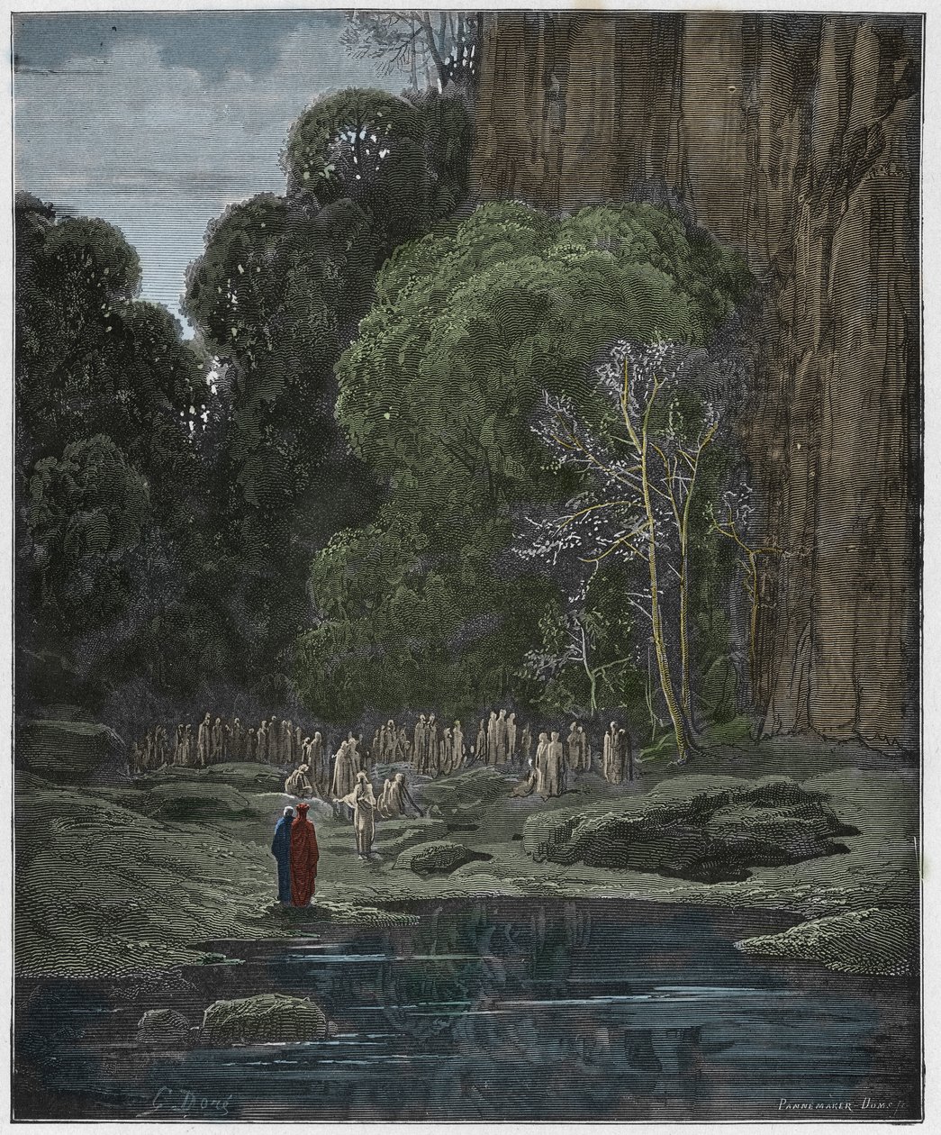 Purgatorio, 5. ének: A késői megtérők a Miserere-t éneklik, illusztráció Dante Alighieri "Isteni színjátékából", 1885 alkotó: Gustave Dore