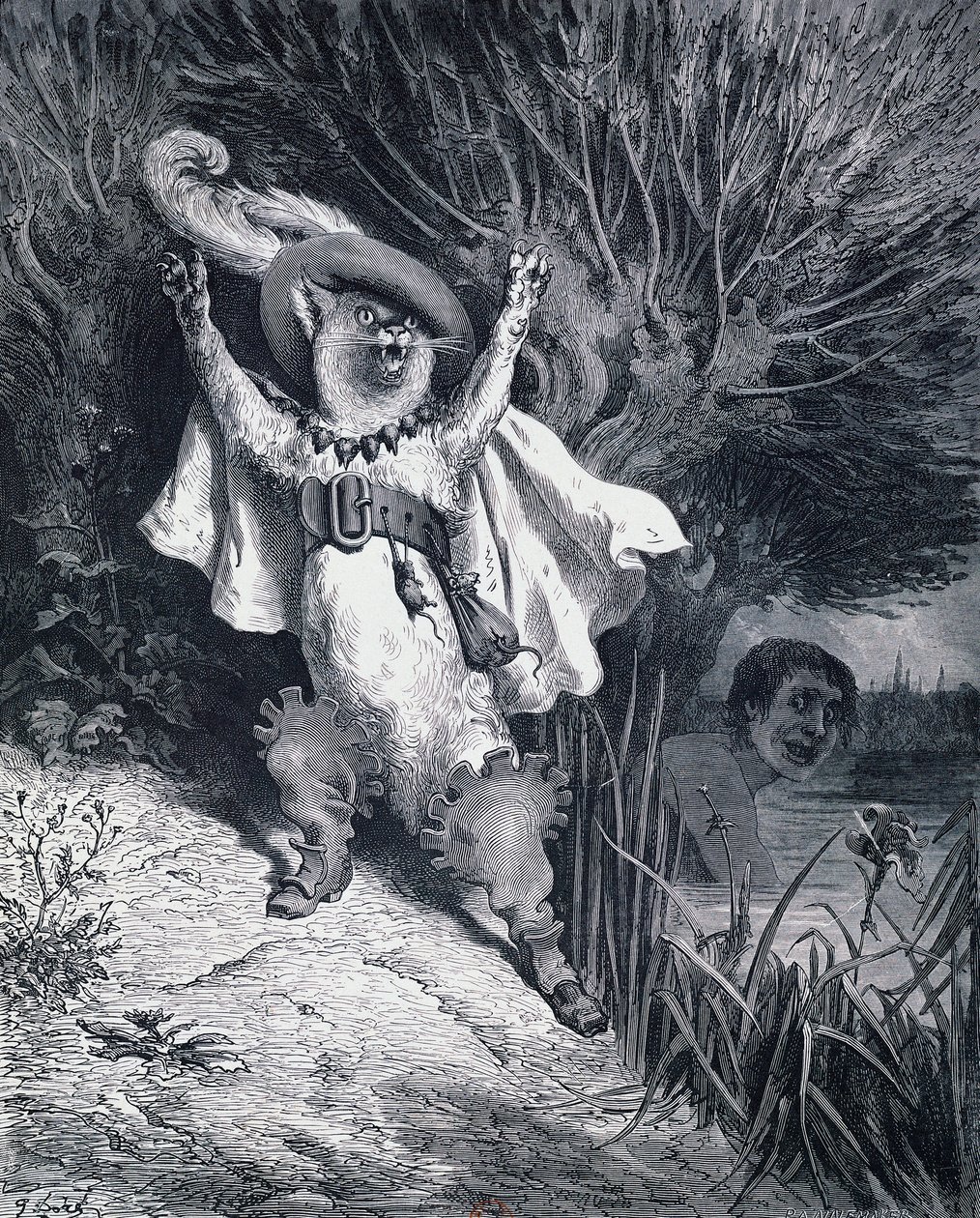 Csizmás cica, Gustave Dore (1832-1883) illusztrációja Charles Perrault (1628-1703) meséjéhez alkotó: Gustave Dore