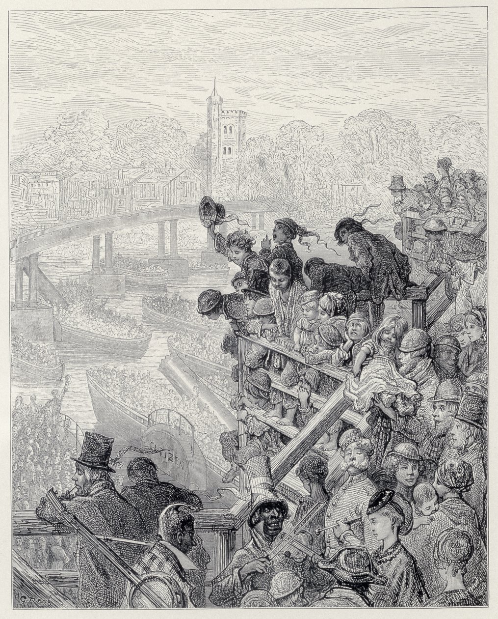 Putney híd – a visszatérés, a „London, a zarándoklat” című művéből, írta William Blanchard Jerrold (1826-84), metszett: Henri-Theophile Hildibrand (1824-97), pub. 1872 alkotó: Gustave Dore