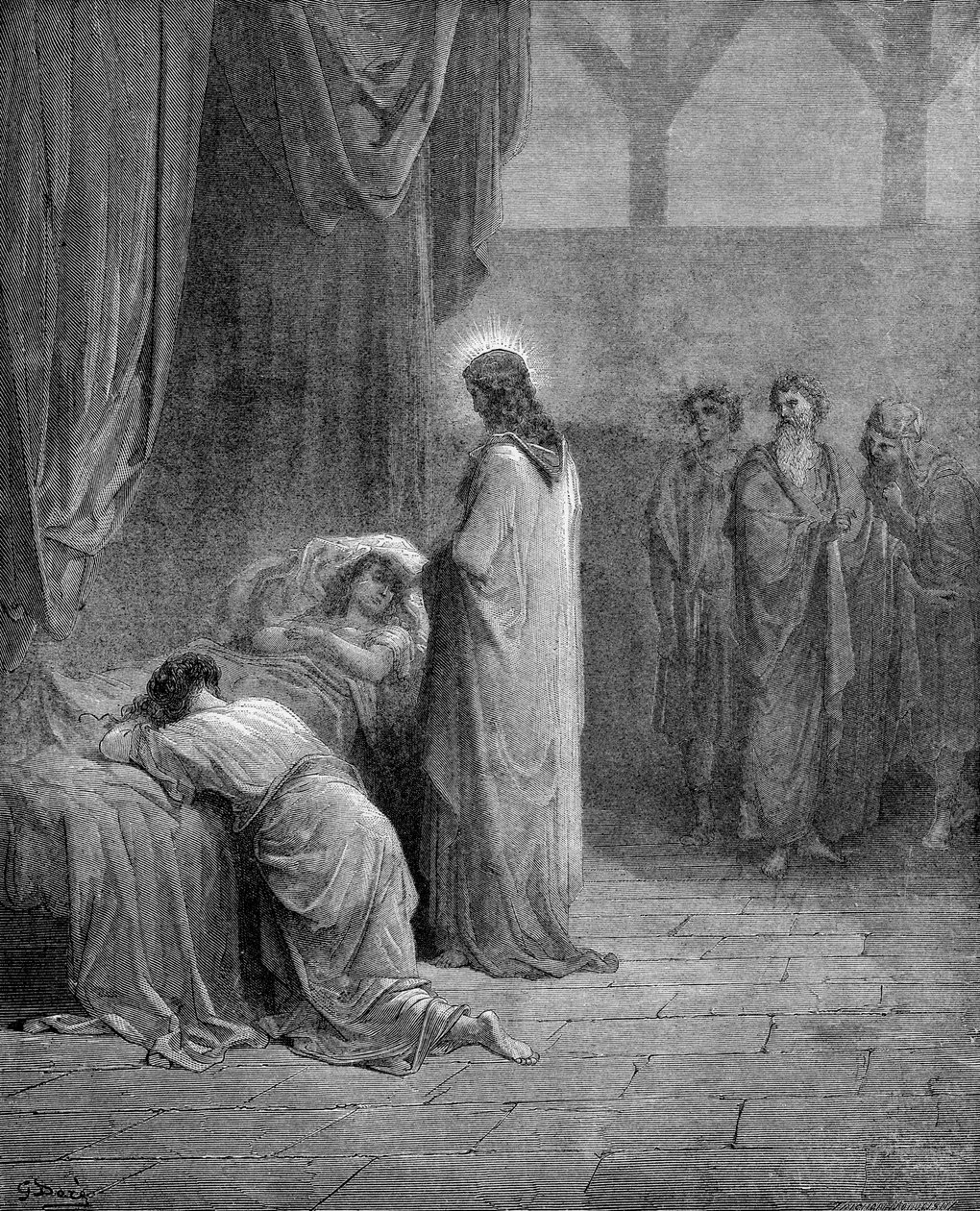 Jairus lányának felnevelése alkotó: Gustave Dore