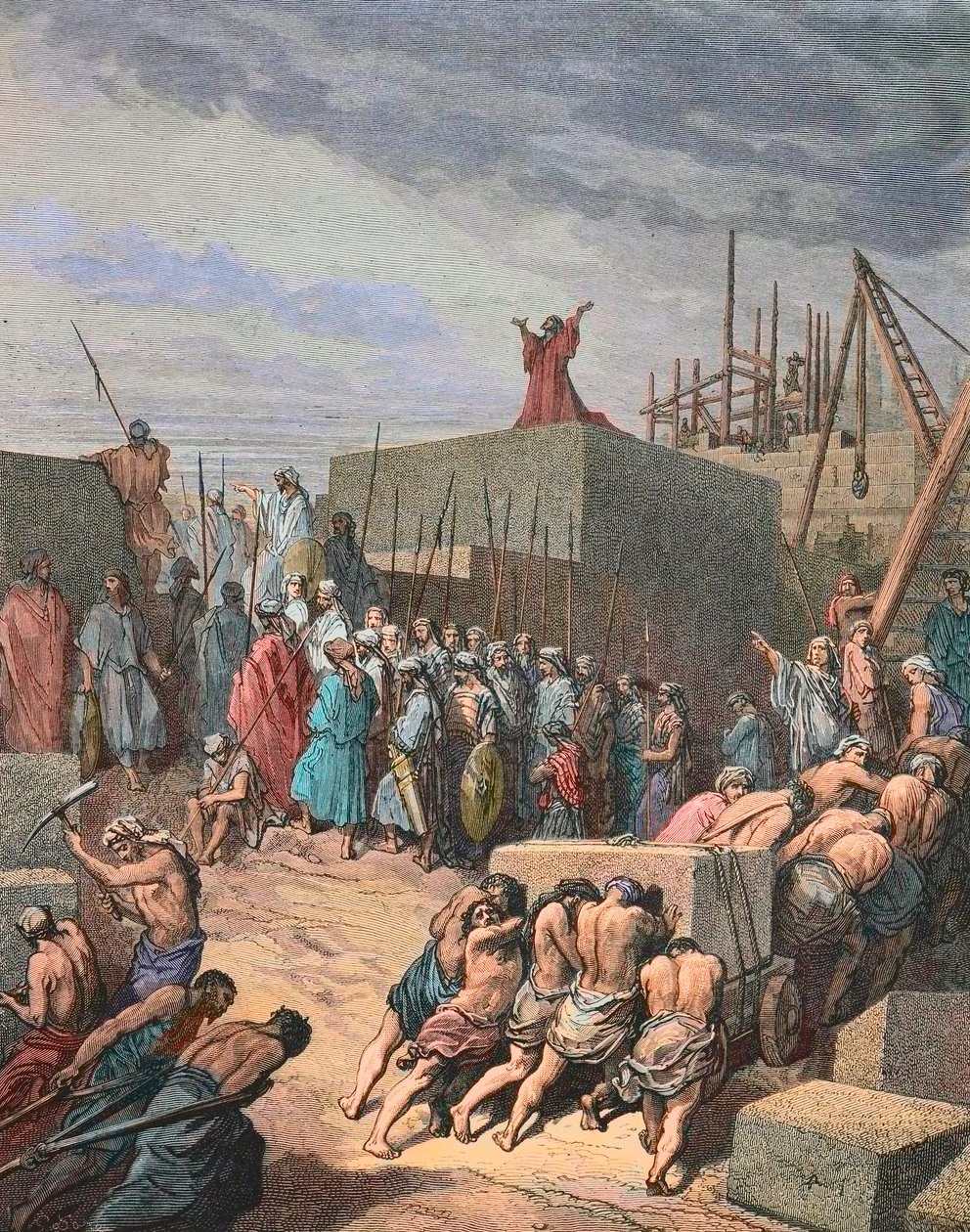 A jeruzsálemi templom újjáépítése, Gustave Dore metszete alkotó: Gustave Dore