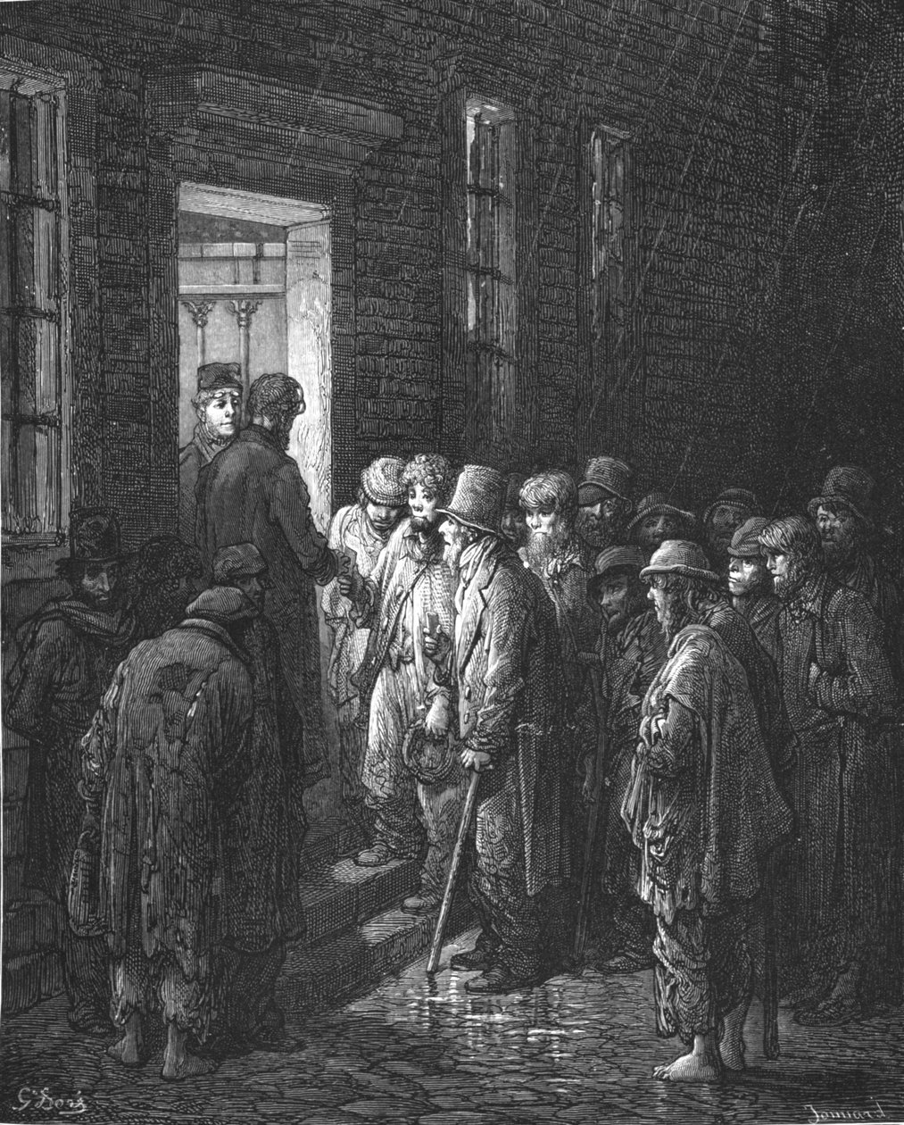 „Menekült – felvételi kérelem”, 1872. alkotó: Gustave Dore