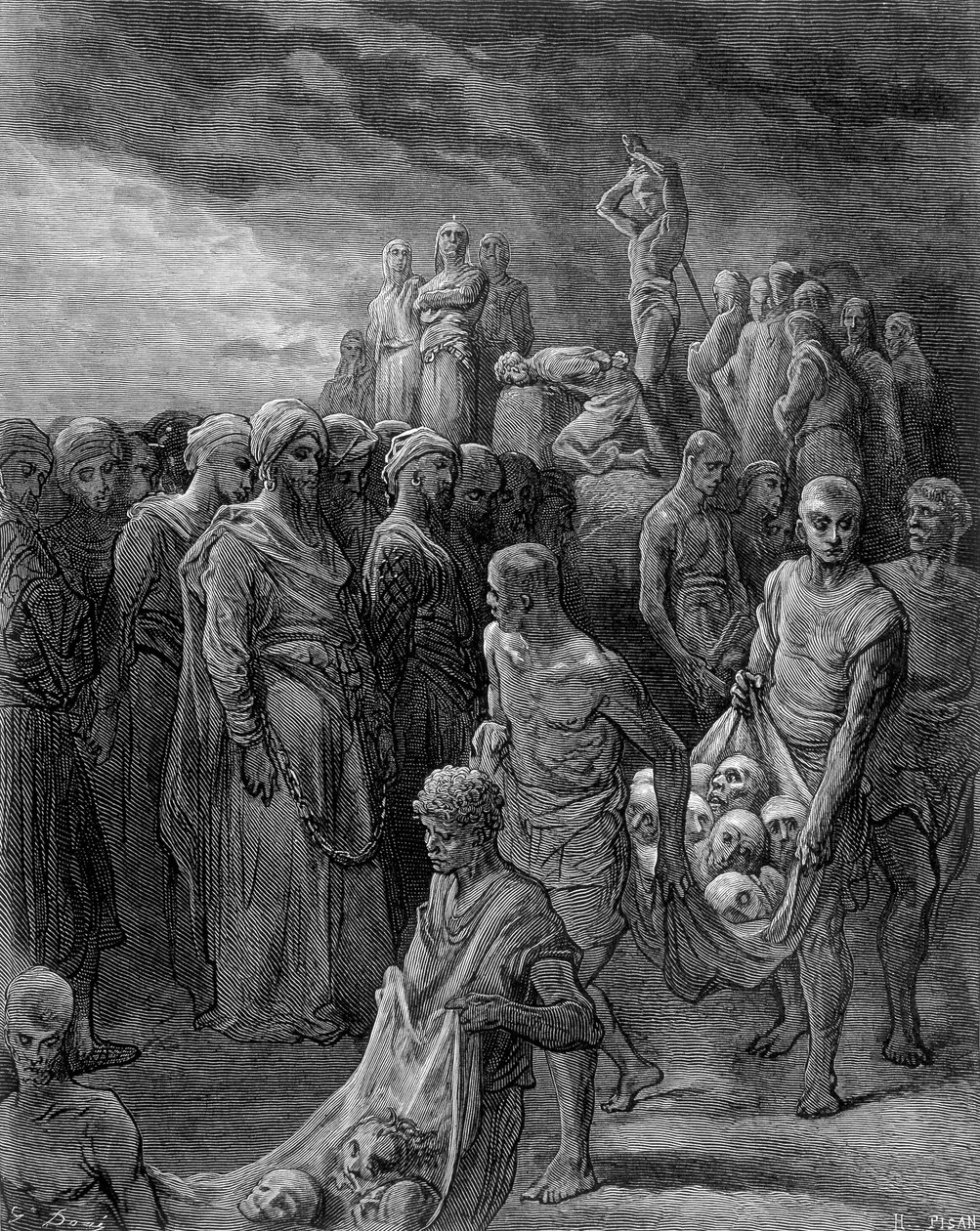 Richard megtorlást alkalmazva kivégeztette a foglyokat – Gustave Doré metszetét alkotó: Gustave Dore