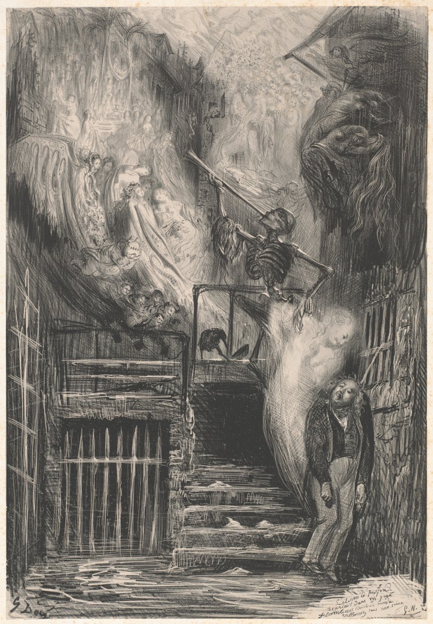 Rue de la Vieille Lanterne [Gérard de Nerval öngyilkossága] alkotó: Gustave Dore