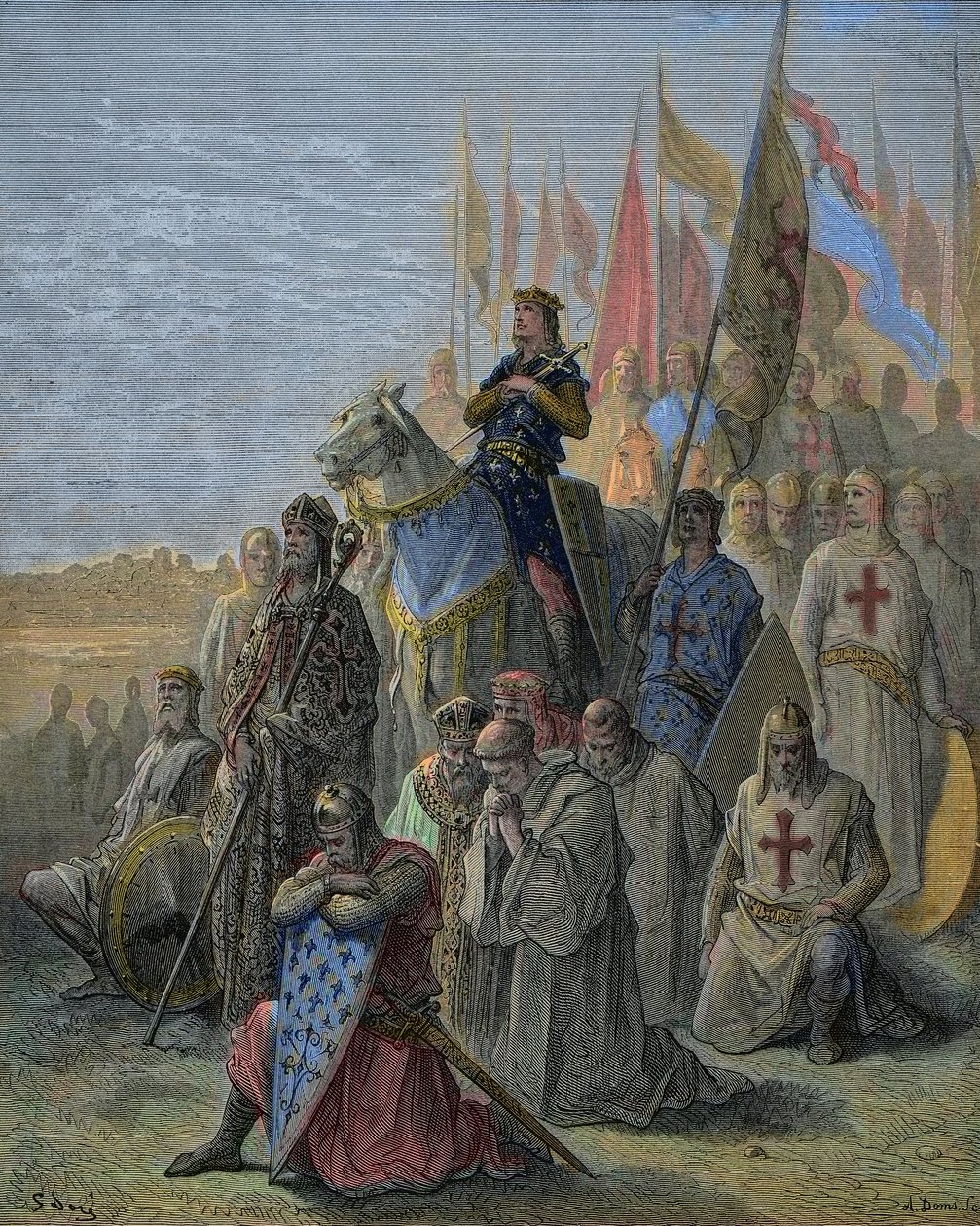Szent Lajos megérkezik Damietta elé – Az egyiptomi város elfoglalása a kereszteződéseknél június 6-án alkotó: Gustave Dore