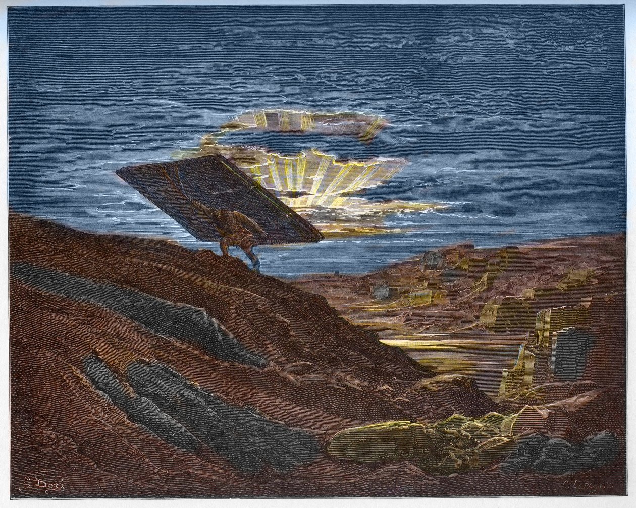 Sámson viszi Gáza kapuit - Sámson eltávolítja Gáza kapuit - - Gravírozás Gustave Dore (1832-1883) „The Bible illustree”-be - Metszet a „” The Dore Bible”-ből” alkotó: Gustave Dore