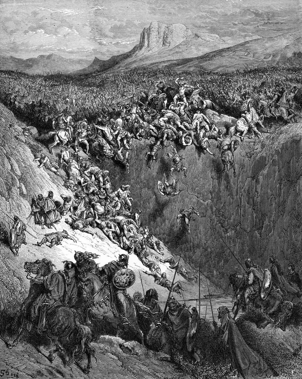 Sámson állcsonttal öli meg a filiszteusokat – írta Doré-Bible alkotó: Gustave Dore