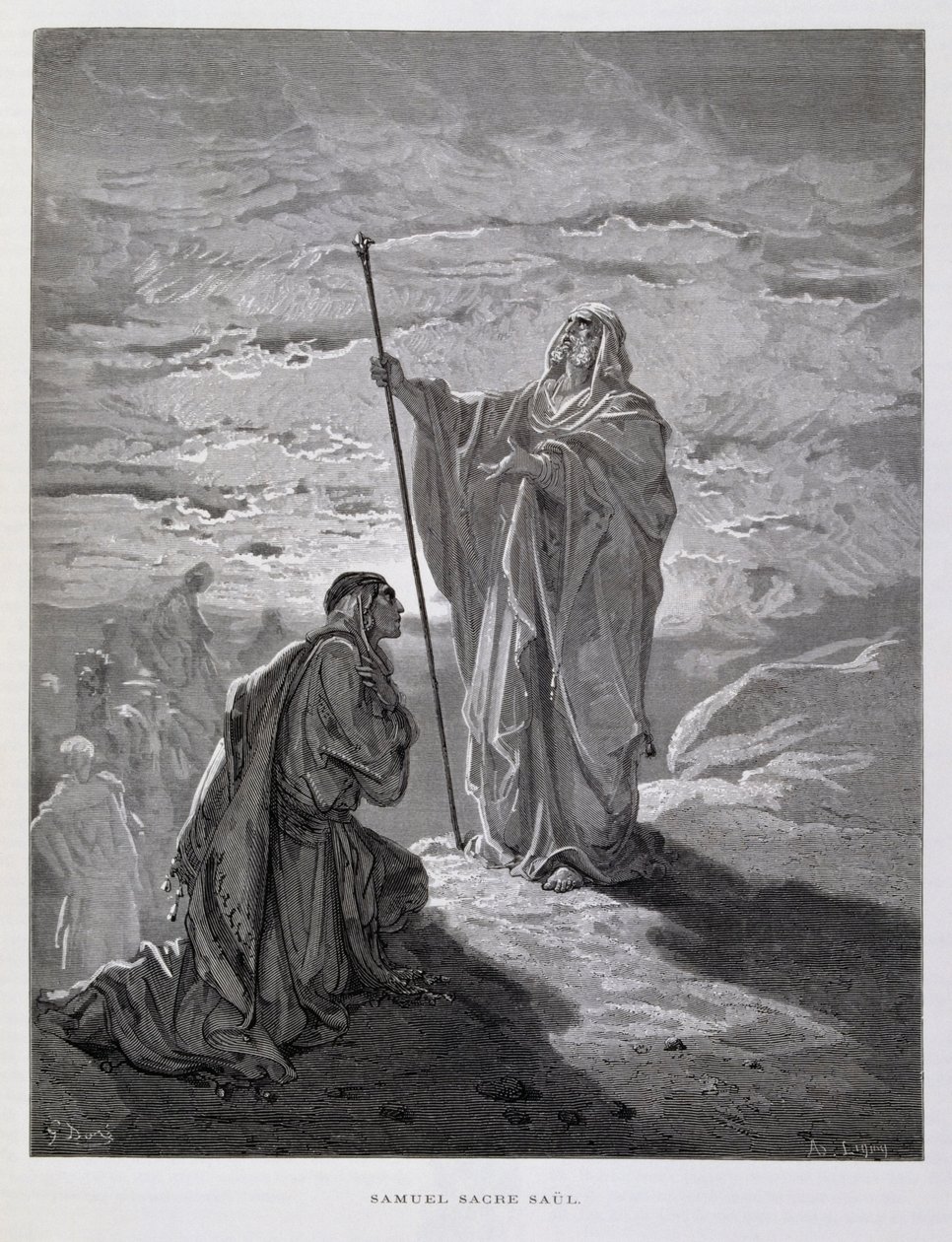 Sámuel felkeni Sault Izrael első királyává, Illusztráció a Dore Bibliából alkotó: Gustave Dore