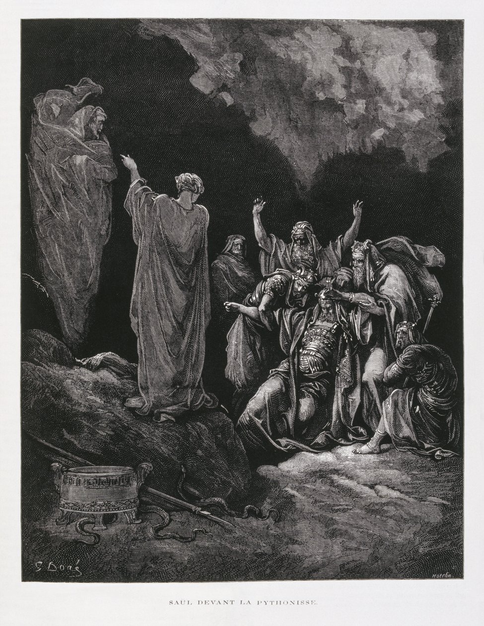 Saul és az endori boszorkány, illusztráció a Dore Bibliából alkotó: Gustave Dore