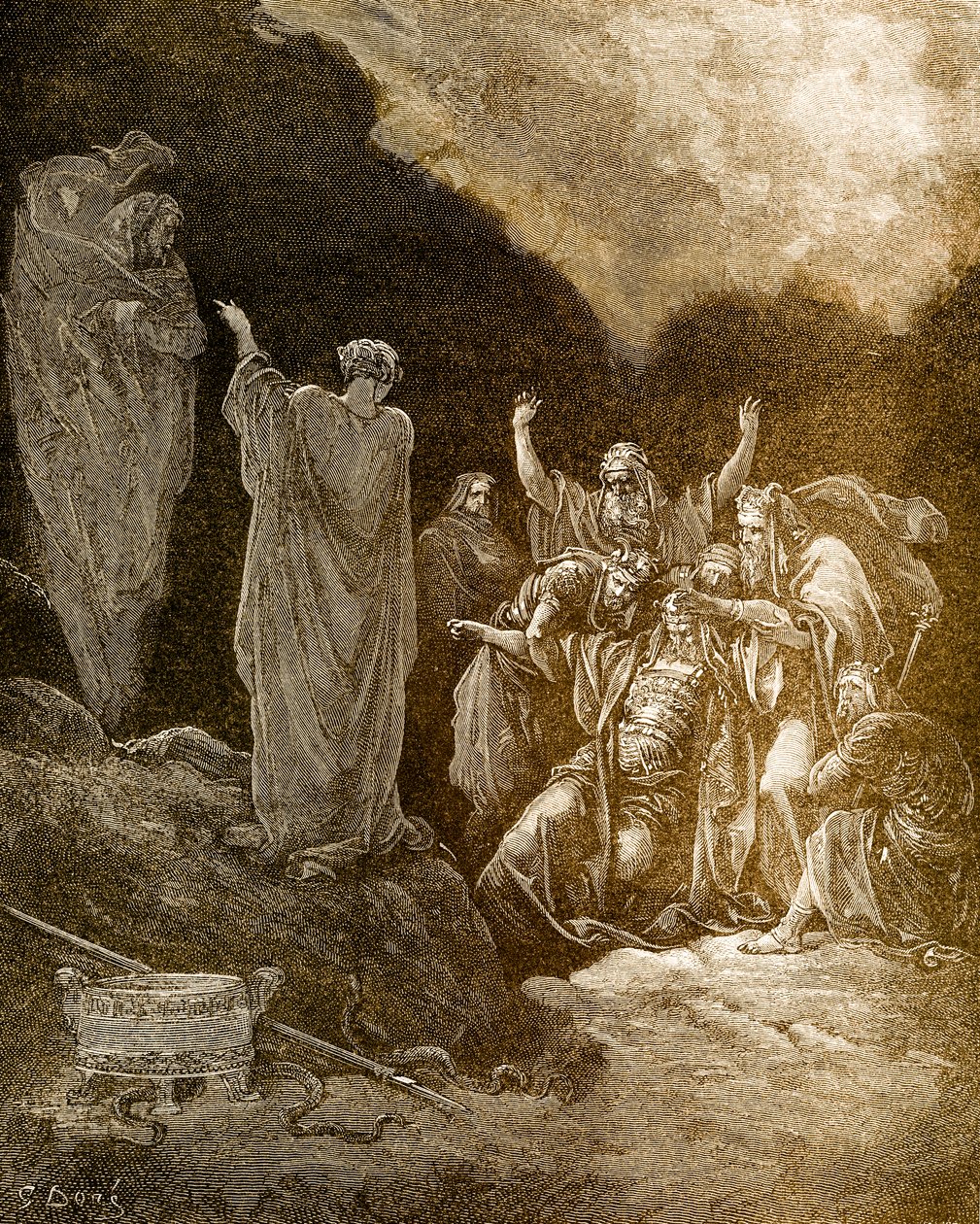 Saul és endori médium/boszorkány, szerző: Doré. - Biblia alkotó: Gustave Dore