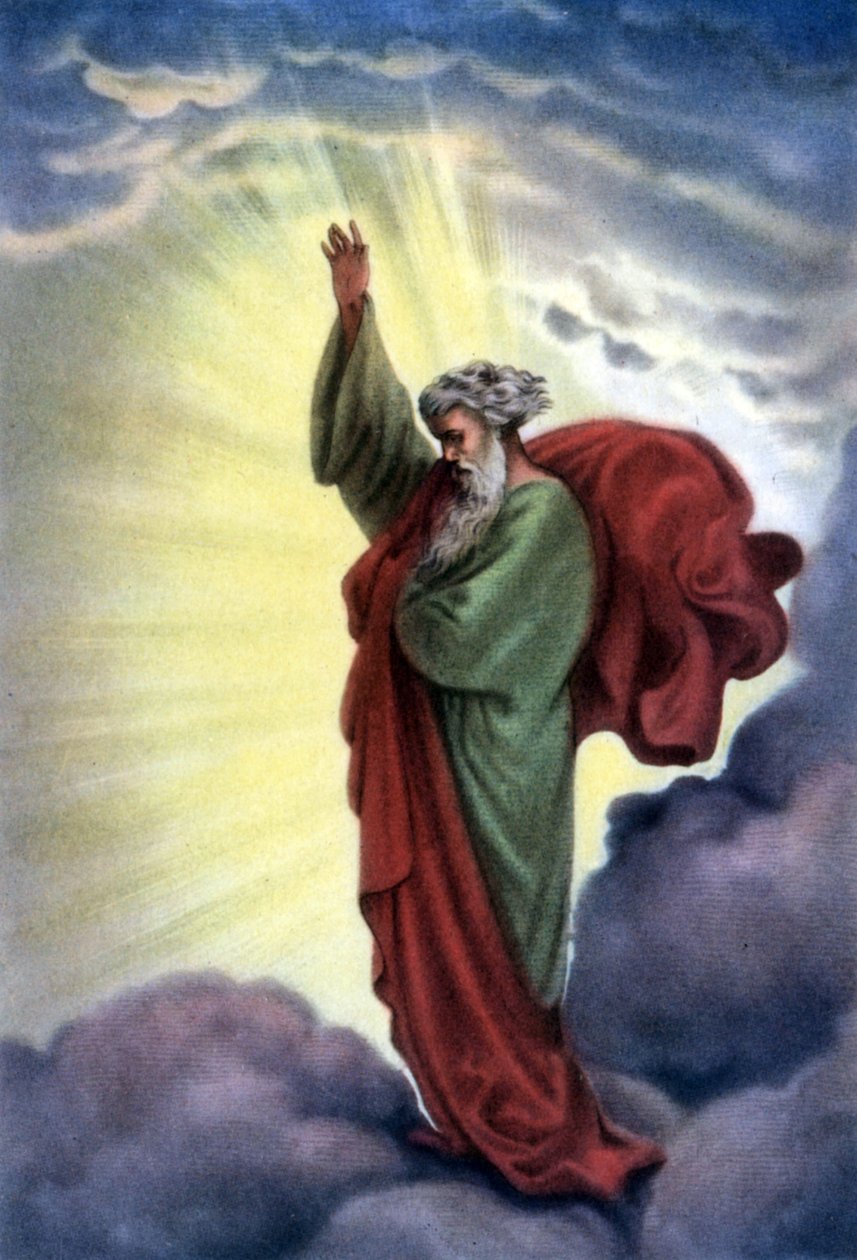 Bibliai oktatási képeslapok készlete az 50-es években , a Képzőművészet után készült: itt Gustave Dore "Isten atya" után. alkotó: Gustave Dore