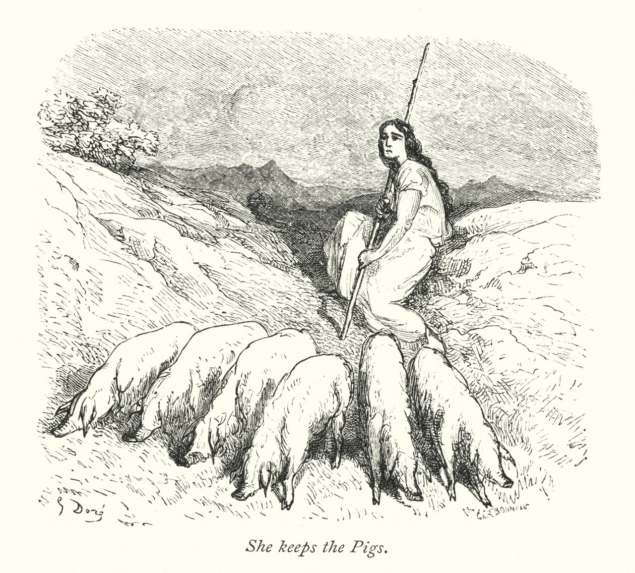 Ő tartja a disznókat (metszet) alkotó: Gustave Dore