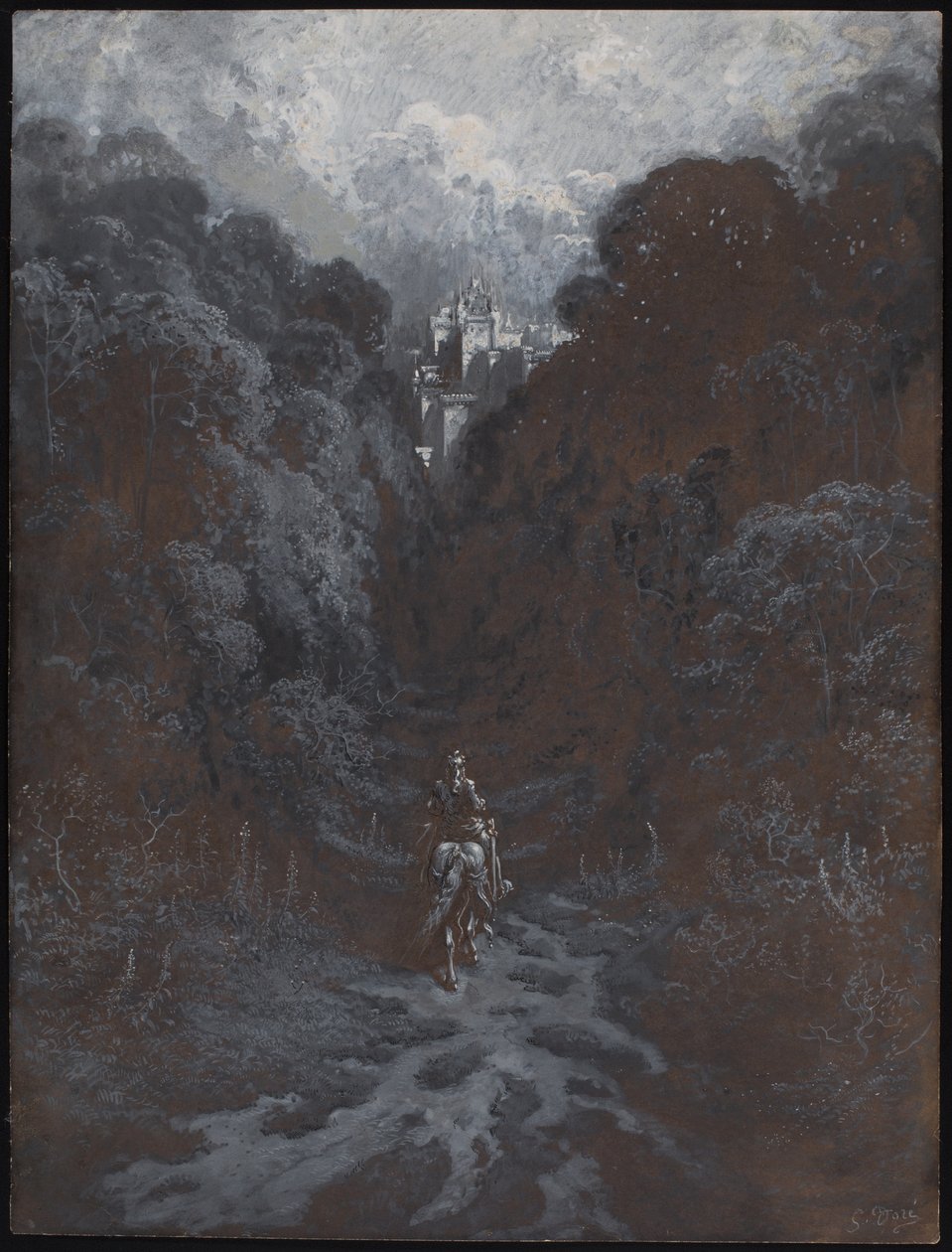Sir Lancelot közeledik Astolat várához alkotó: Gustave Dore