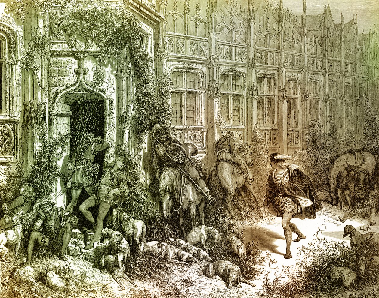 Gustave Doré Csipkerózsika metszete. alkotó: Gustave Dore