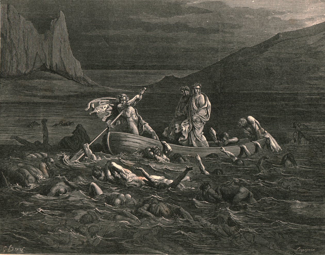 Amint mindketten beszálltak, vágva a hullámokat, c1890. alkotó: Gustave Dore