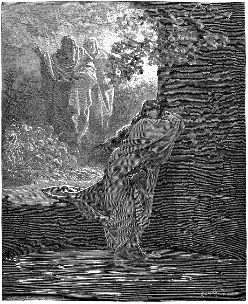 Suzanne a fürdőben: Gustave Dore (1832-1883) illusztrációja a Biblia számára. alkotó: Gustave Dore