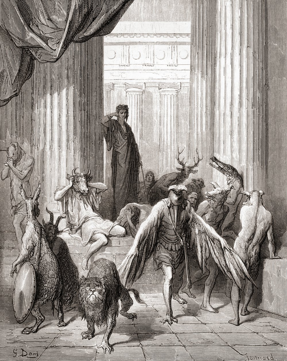 Ulysses társai, a Fables de La Fontaine 19. század végi kiadásából (fametszet) alkotó: Gustave Dore