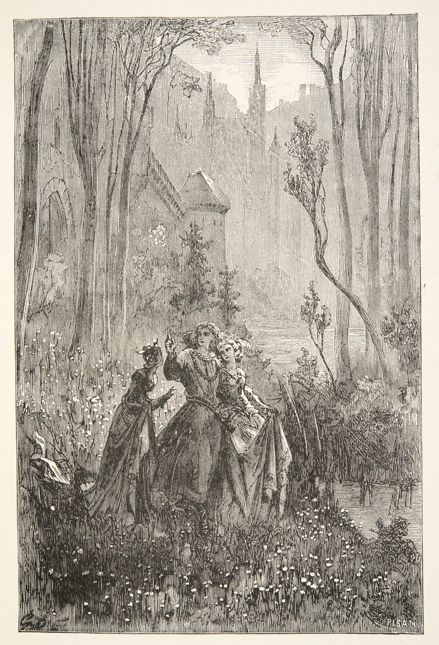 A szökőkút grófnője és lányai, Charles Henry Hanson Arthur király napjainak történeteiből, pub.1898 alkotó: Gustave Dore