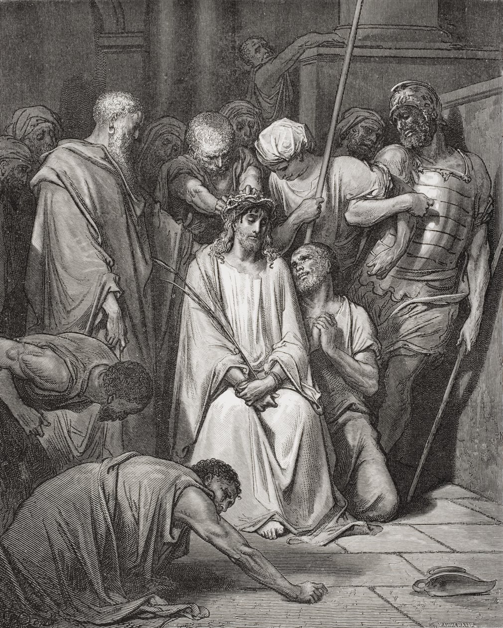A töviskorona, illusztráció Dore „The Holy Bible” című művéből, Pannemaker metszete, 1866 alkotó: Gustave Dore