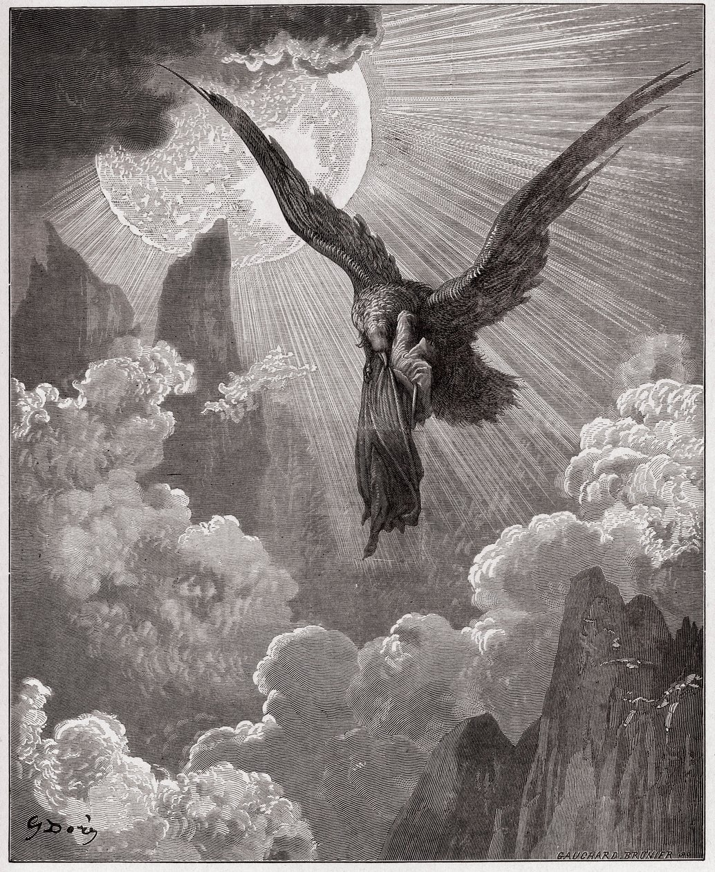 Az Isteni színjáték (La Divina Comedia, La Divine Comedie), Purgatorio, 9. ének: Dantét álomban egy sas viszi el - Dante Alighieri (1265-1321) - Illusztráció: Gustave Dore (1832-1883) alkotó: Gustave Dore
