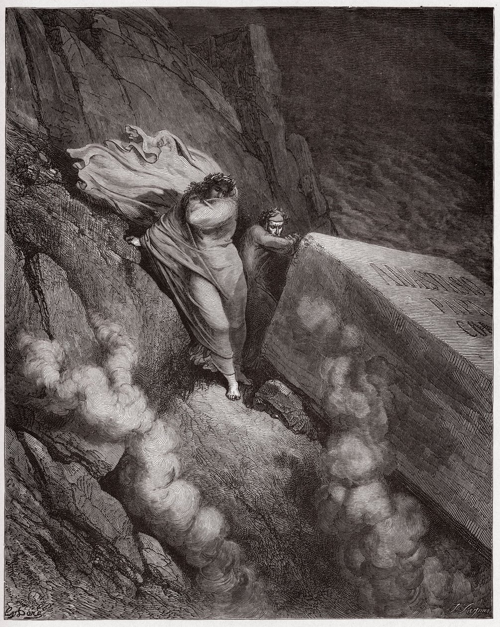 Az isteni színjáték (La Divina Commedia, La Divine Comedie), Pokol, 11. ének: II. Anasztáz pápa égő sírja - Dante Alighieri (1265-1321) - Illusztráció: Gustave Dore (1832-1883) alkotó: Gustave Dore