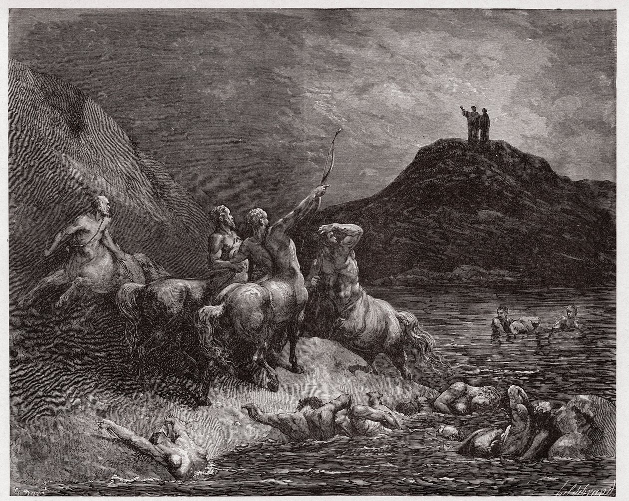 Az isteni színjáték (La Divina Commedia, La Divine Comedie), Inferno, 12. ének: Nessus és a kentaurok - Dante Alighieri (1265-1321) - Illusztráció: Gustave Dore (1832-1883) alkotó: Gustave Dore