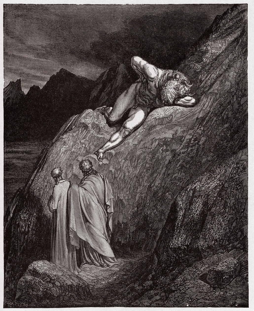 Az isteni színjáték (La Divina Commedia, La Divine Comedie), Pokol, 12. ének: A Minotaurusz az összetört sziklán - Dante Alighieri (1265-1321) - Illusztráció: Gustave Dore (1832-1883) alkotó: Gustave Dore