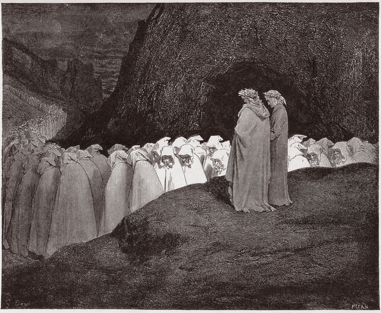 Az isteni színjáték (La Divina Commedia, La Divine Comedie), Inferno, 23. ének: A képmutatók megszólítják Dantét – Dante Alighieri (1265-1321) – Illusztráció: Gustave Dore (1832-1883) alkotó: Gustave Dore