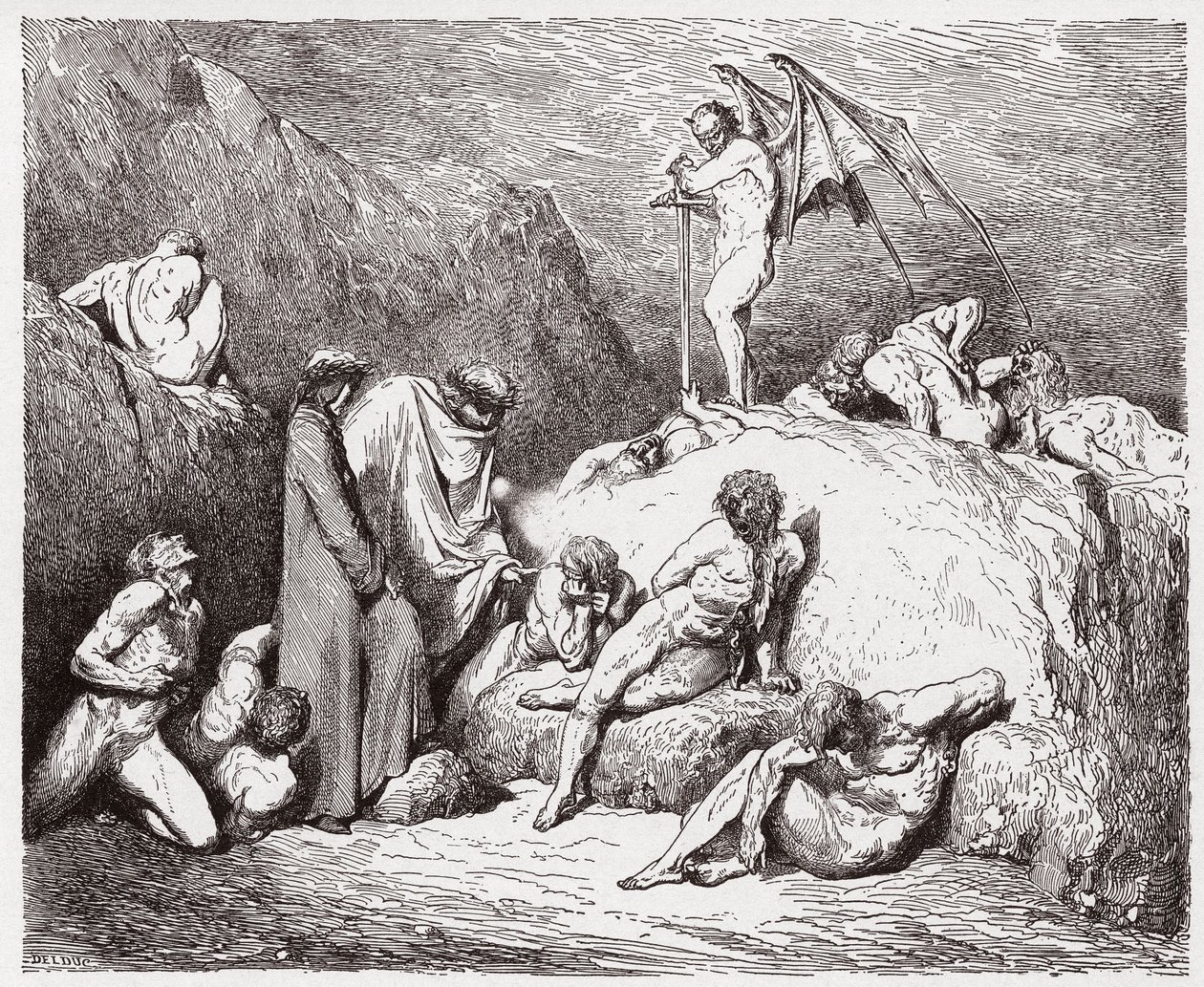 Az isteni színjáték (La Divina Commedia, La Divine Comedie), Inferno, 28. ének: A viszály megcsonkított vetői a kilencedik bolgiában - Dante Alighieri (1265-1321) - Illusztráció: Gustave Dore (1832-1883) alkotó: Gustave Dore