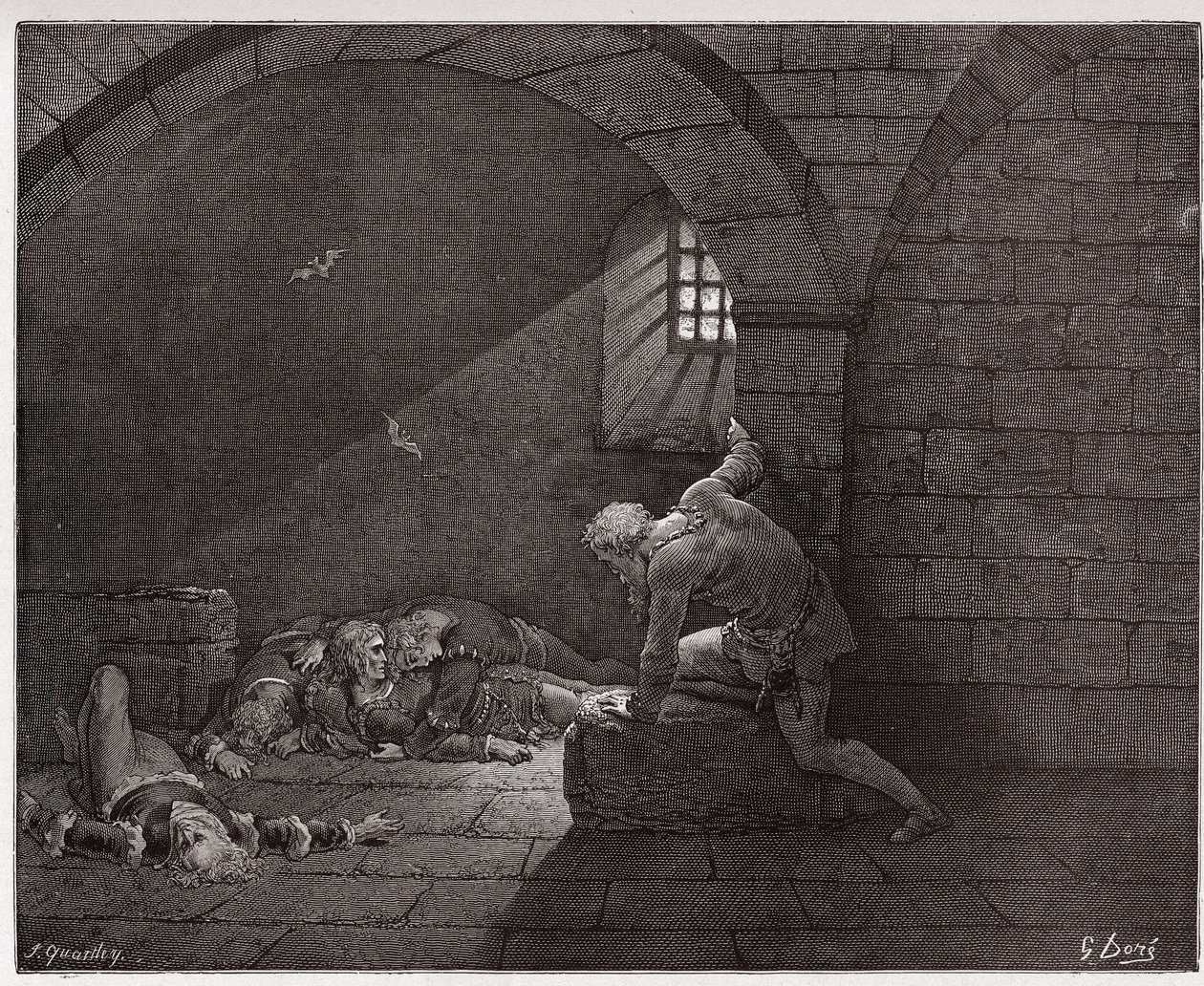 Az isteni színjáték (La Divina Commedia, La Divine Comedie), Pokol, 33. ének: Ugolino a cellában négy halott fiával - Dante Alighieri (1265-1321) - Illusztráció: Gustave Dore (1832-1883) alkotó: Gustave Dore