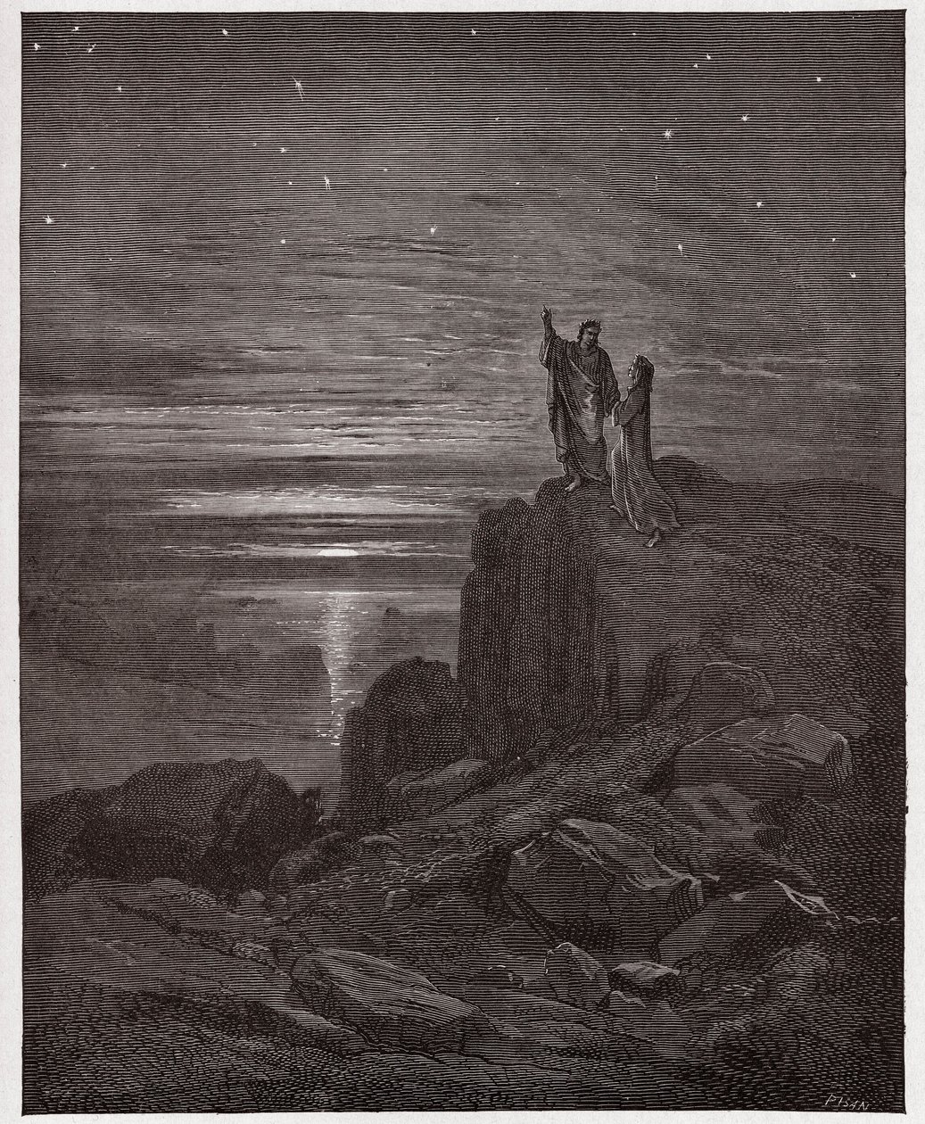 Az isteni színjáték (La Divina Commedia, La Divine Comedie), Inferno, 34. ének: A költők előkerülnek a pokolból - Dante Alighieri (1265-1321) - Illusztráció: Gustave Dore (1832-1883) alkotó: Gustave Dore