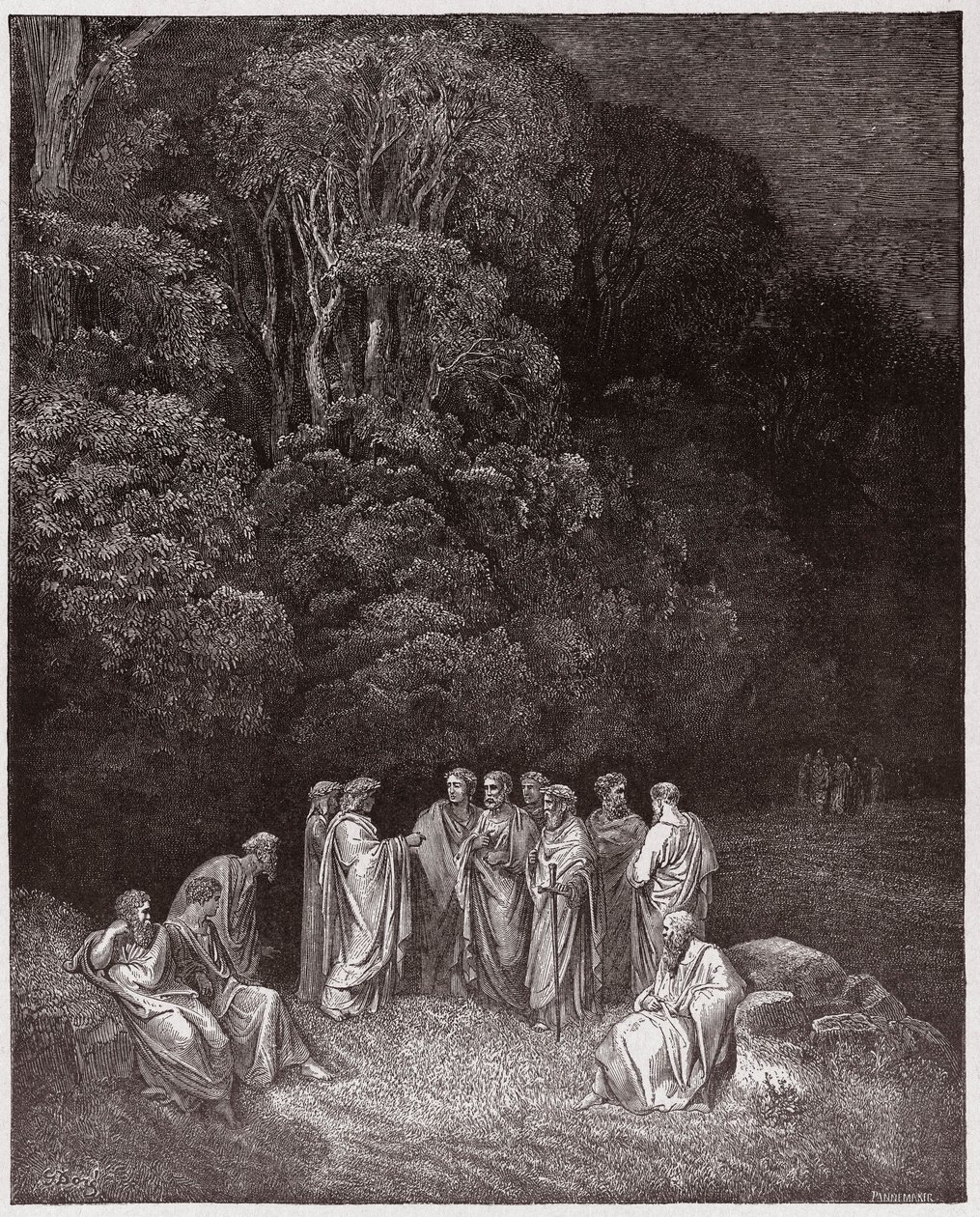Az isteni színjáték (La Divina Commedia, La Divine Comedie), Pokol, 4. ének: Homérosz, a költők és hősök Limbóban - Dante Alighieri (1265-1321) - Illusztráció: Gustave Dore (1832-1883) alkotó: Gustave Dore