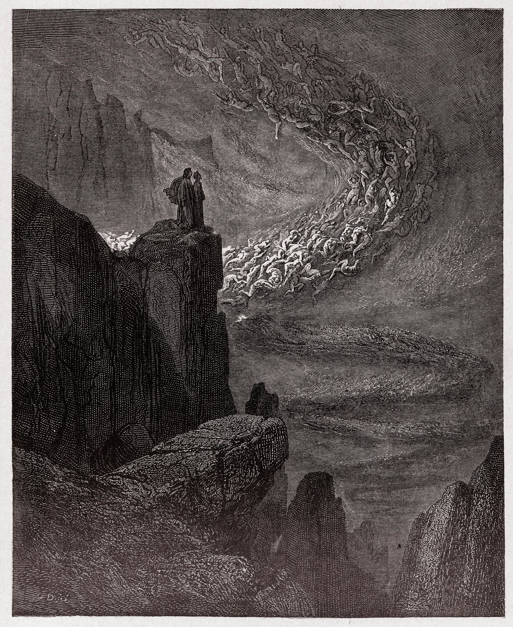 Az Isteni színjáték (La Divina Commedia, La Divine Comedie), Inferno, 5. ének: Minos megítéli a vétket és kiküldi a lelkeket - Dante Alighieri (1265-1321) - Illusztráció: Gustave Dore (1832-1883) alkotó: Gustave Dore