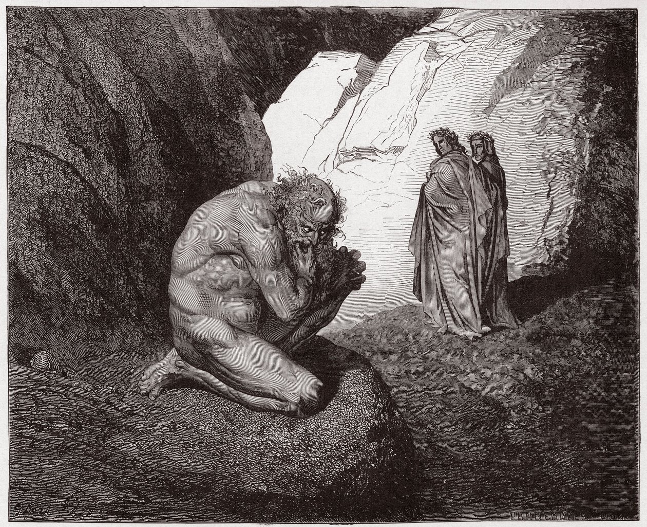Az isteni színjáték (La Divina Commedia, La Divine Comedie), Pokol, 7. ének: Vergilius megfeddi Plutust a negyedik kör bejáratánál - Dante Alighieri (1265-1321) - Illusztráció: Gustave Dore (1832-1883) alkotó: Gustave Dore
