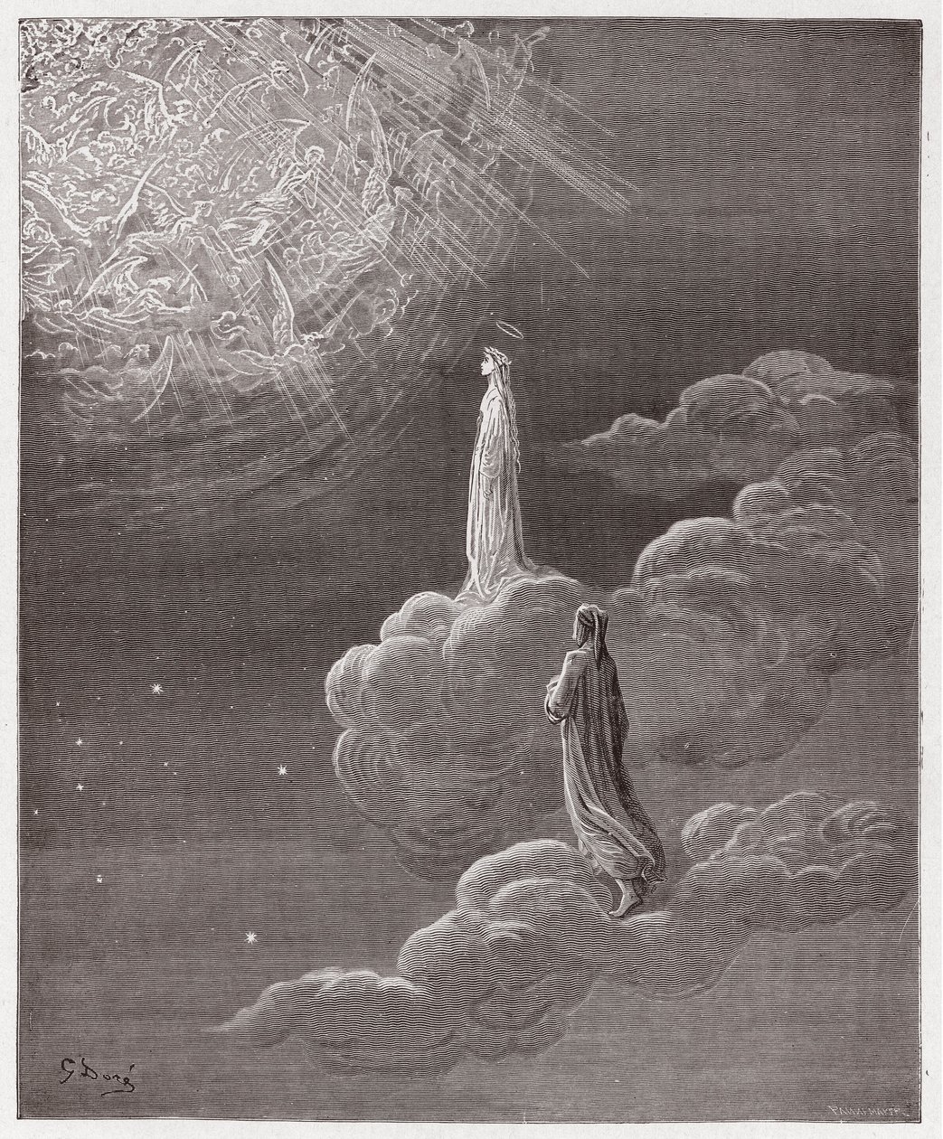 Az isteni színjáték (La Divina Commedia, La Divine Comedie), Paradiso, 14. ének: Dante és Beatrice a Mars szférájába fordította - Dante Alighieri (1265-1321) - Illusztráció: Gustave Dore (1832-1883) alkotó: Gustave Dore